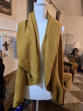 Women's Draped Open-Front Vest in Mustard